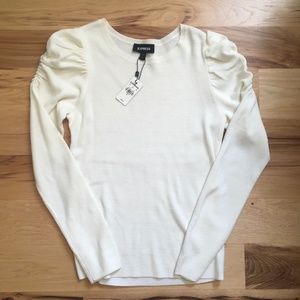 NWT Express Ruched Sleeve Sweater in Cream